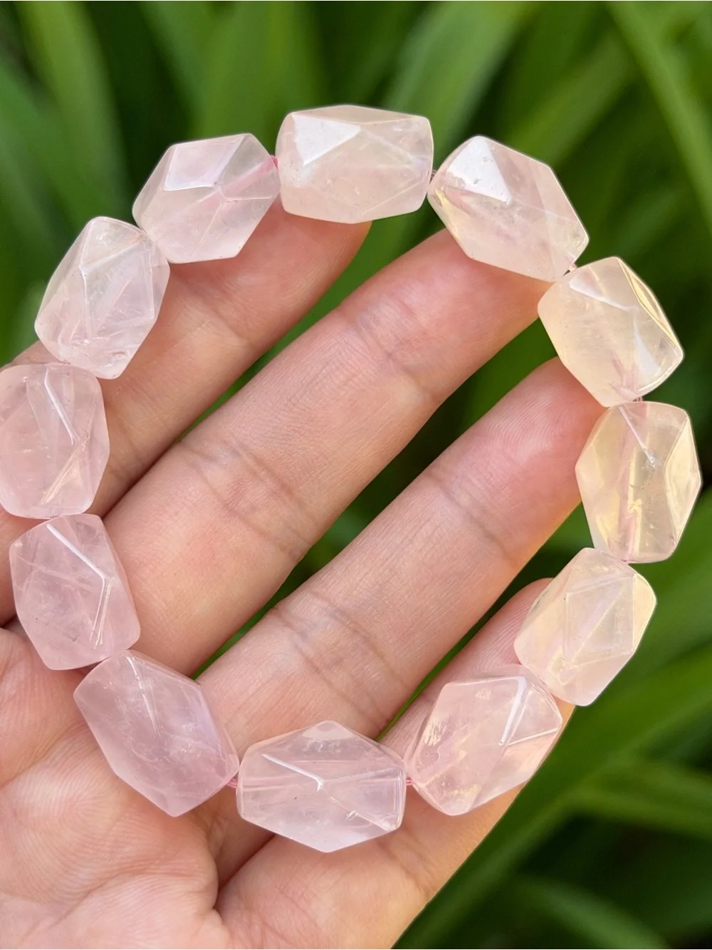13mm Rose Quartz Faceted Beaded Stretch Bracelet 2050